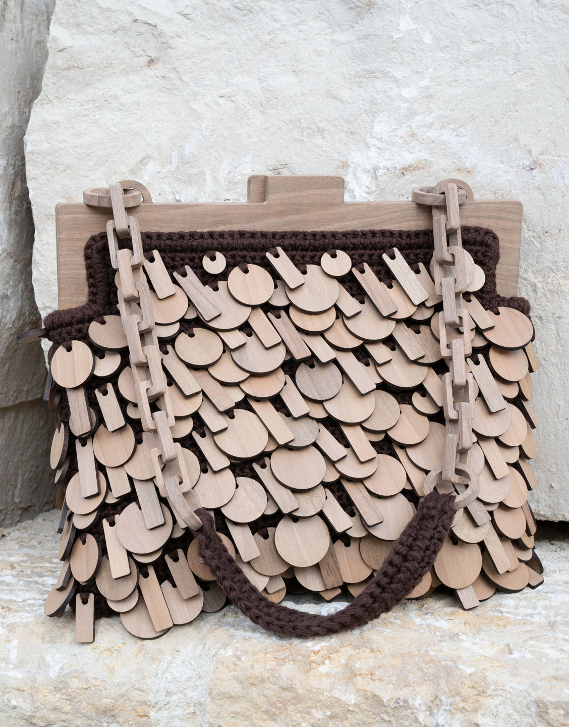 Sempre Knitted Wooden Hobo Bag