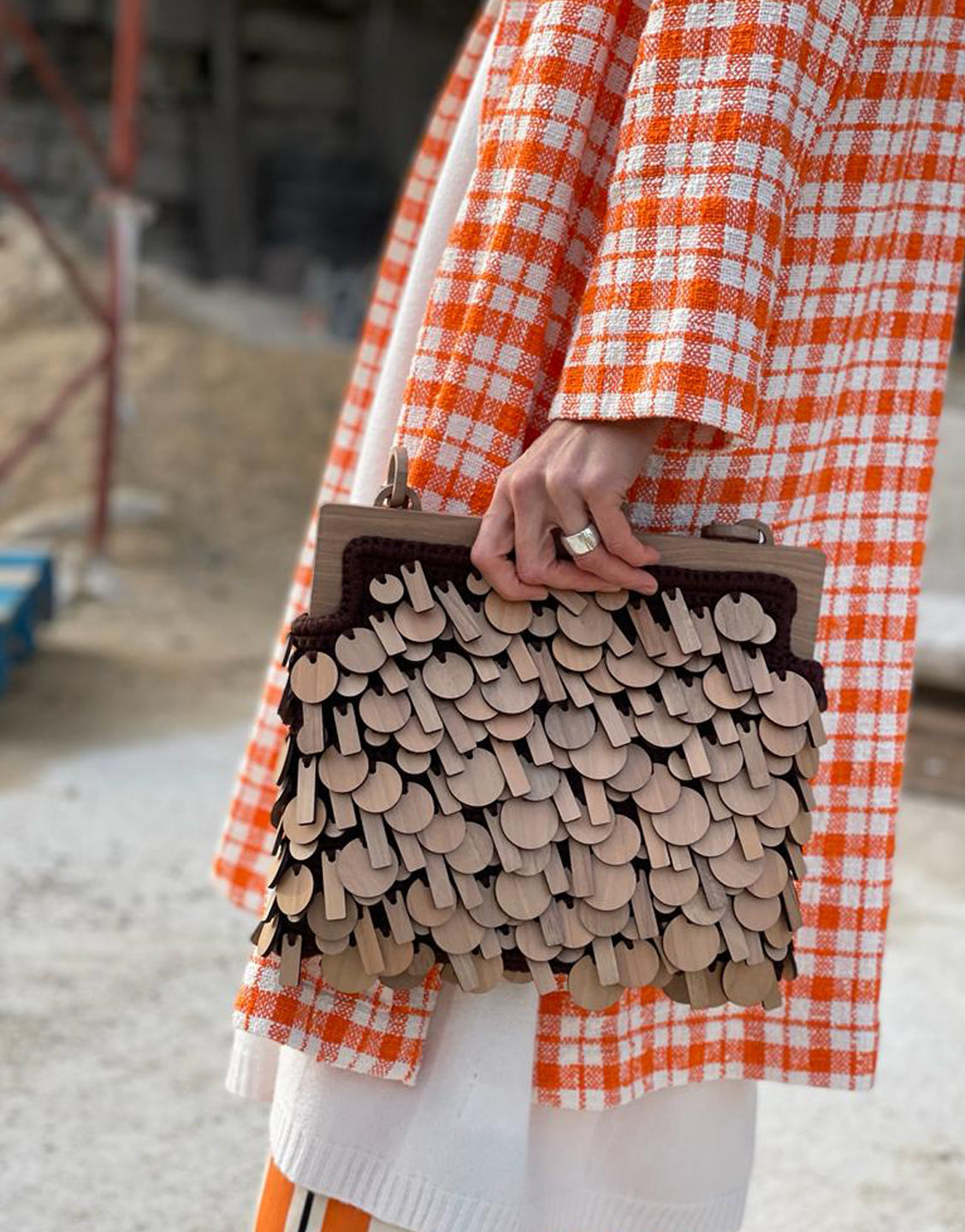 Sempre Knitted Wooden Hobo Bag